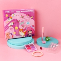 Набор детской косметики «Аниме», тени, блеск для губ, накладные ногти, глиттер, кольцо, браслет Набор детской косметики «Аниме», тени, блеск для губ, накладные ногти, глиттер, кольцо, браслет