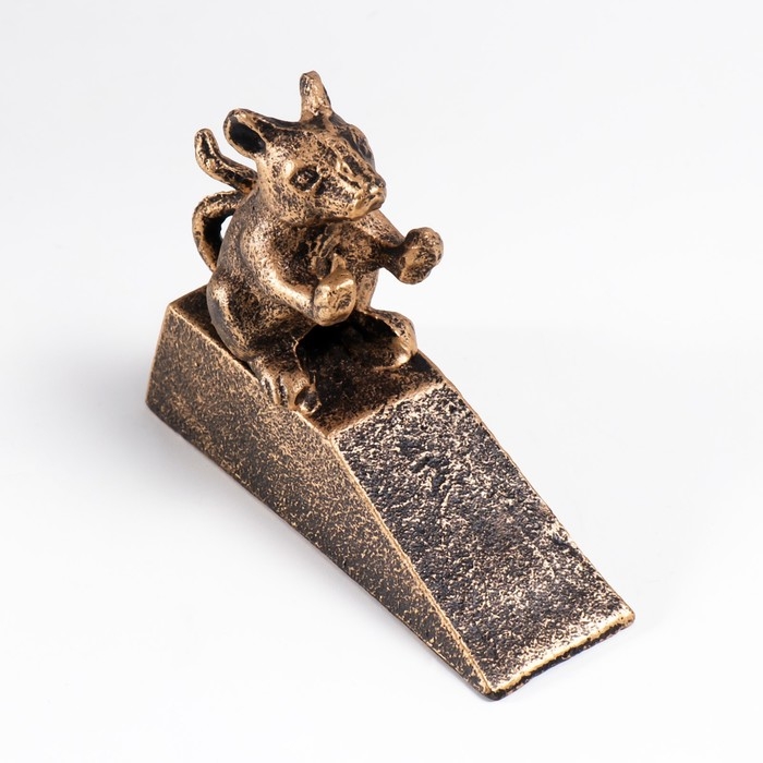 Стоппер дверной чугун Стоппер дверной чугун "Мышка" золотая патина 11х4х14 см