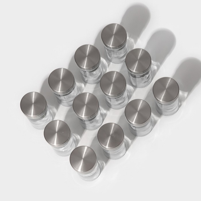 Набор стеклянных баночек для специй на подставке Magistro &laquo;Модерн&raquo;, 12 шт