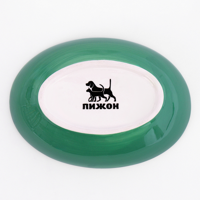 Блюдце керамическое Блюдце керамическое "Милая киса" 200 мл 15,7 х 11,3 х 3,8 см, зеленая