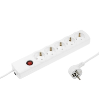 Сетевой фильтр Luazon Lighting, 5 розеток, 1.5 м, 3500 Вт, 3х1 мм2, 16 A, 220 В, c предохранителем, белый Сетевой фильтр Luazon Lighting, 5 розеток, 1.5 м, 3500 Вт, 3х1 мм2, 16 A, 220 В, c предохранителем, белый