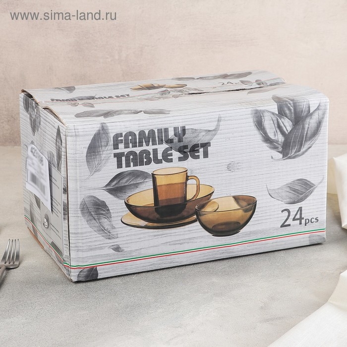 Набор столовый &laquo;Маки&raquo;, 24 предмета, цвет коричневый