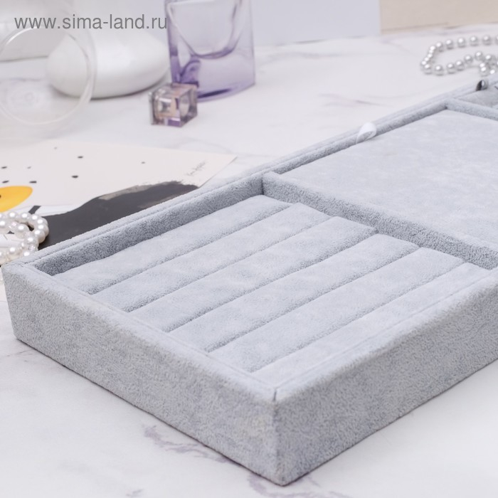 Подставка для колец 7 полос, флок, 35×24×3 см, цвет серый Подставка для колец 7 полос, флок, 35×24×3 см, цвет серый