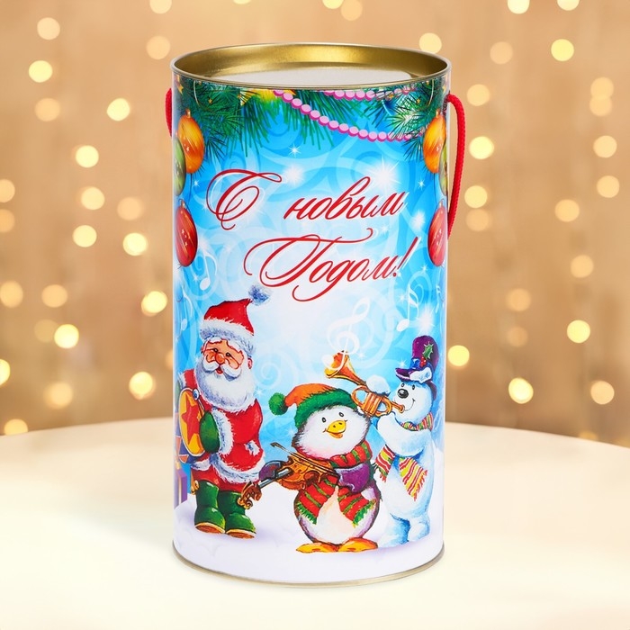 Новый год. Подарочная коробка, тубус «Новогодние музыканты» 120х220мм . Новый год. Подарочная коробка, тубус «Новогодние музыканты» 120х220мм .