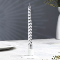 Набор Свечей витых, 1,9х 20 см, 6 штук, серебряный металлик Набор Свечей витых, 1,9х 20 см, 6 штук, серебряный металлик