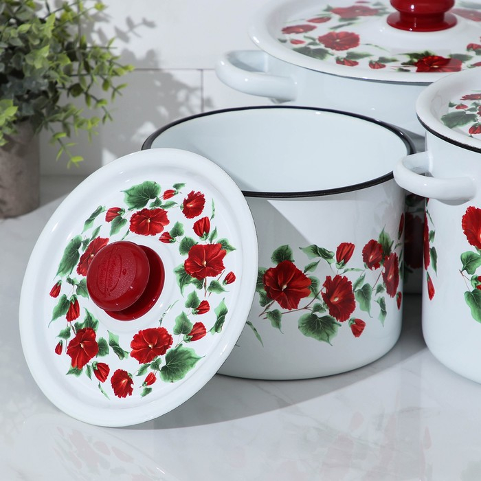 Набор эмалированных кастрюль &laquo;Рамо&raquo;, 3 предмета: 3,5 л, 5,5 л, 8 л