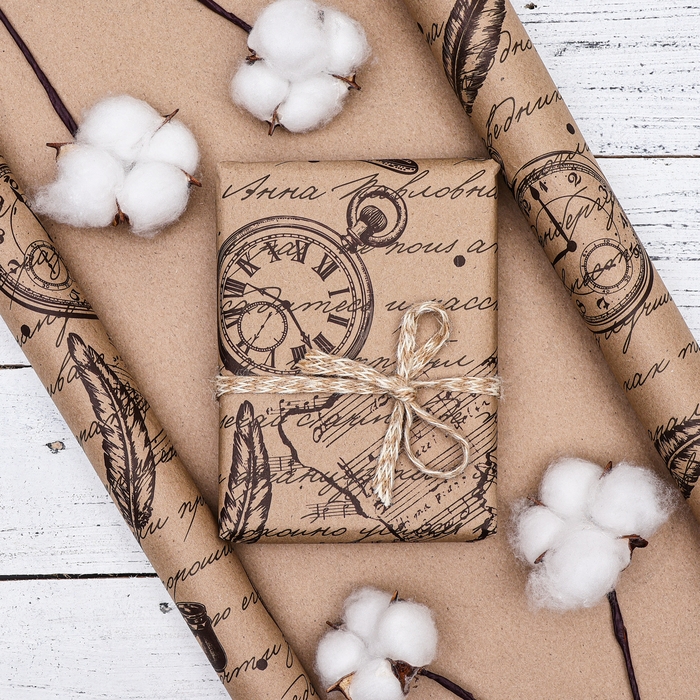 Бумага упаковочная, крафт Бумага упаковочная, крафт "Путешествие", 70 х 100 см, 1 лист