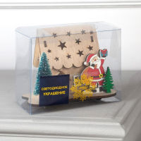 Светодиодная фигура &laquo;Дом с Дедом Морозом&raquo; 11 &times; 15 &times; 3 см, дерево, батарейки LR41х3 (в комплекте), свечение тёплое белое