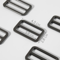 Пряжка регулирующая, двухщелевая, внутренняя ширина - 38 мм, толщина - 3,5 мм, 5 шт, цвет чёрный никель Пряжка регулирующая, двухщелевая, внутренняя ширина - 38 мм, толщина - 3,5 мм, 5 шт, цвет чёрный никель