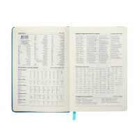 Ежедневник недатированный A5, 140л, клетка, кожзам, на резинке, желтый срез, Синий