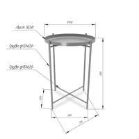 Столик журнальный, 376х376х515, Белый муар
