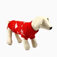 Одежда для собак. Свитер вязаный с орнаментом &laquo;Новогодний&raquo;, красный, размер XL