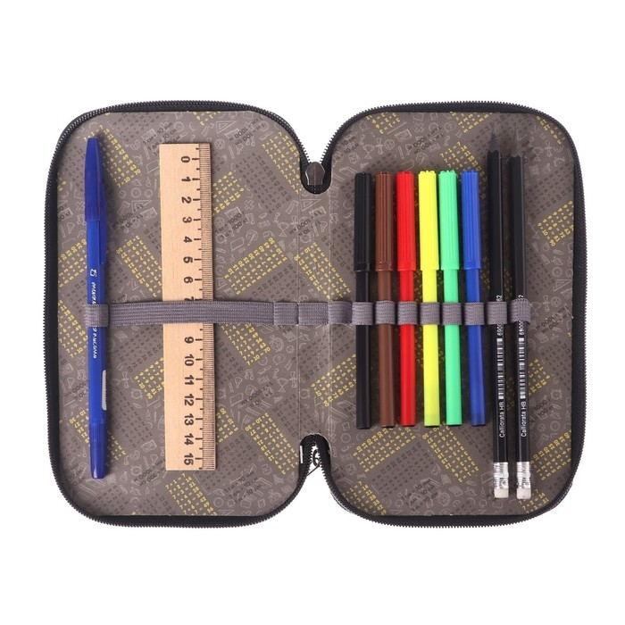 Пенал 2 секции, 125 х 205 мм, с наполнением 23 предмета, Calligrata Пенал 2 секции, 125 х 205 мм, с наполнением 23 предмета, Calligrata "Футбол" ламинированный картон, 30П26/2/set