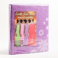 Килт женский для бани и сауны , цвет сиреневый вышивка Снежинки, размер 80х150&plusmn;2 см, махра 300г/м 100% хлопок