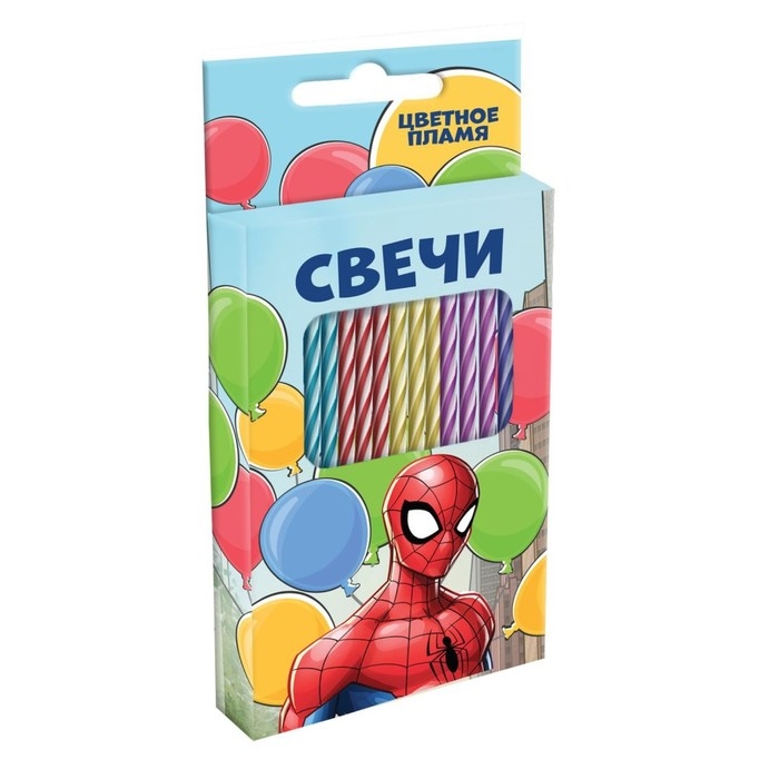 Набор свечей в торт 6 штук, с цветным пламенем, Человек-Паук Набор свечей в торт 6 штук, с цветным пламенем, Человек-Паук