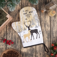 Новый год. Варежка-прихватка «Новогодние олени» 20х28см,саржа, 100% х/л, ватин 250г/м2 Новый год. Варежка-прихватка «Новогодние олени» 20х28см,саржа, 100% х/л, ватин 250г/м2