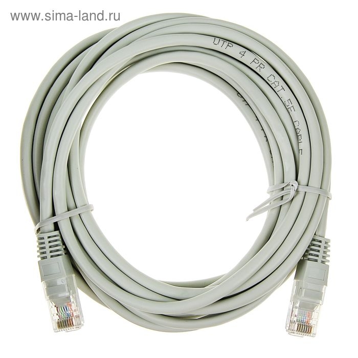 Патч-корд Gembird PP12e-5M, UTP 5е кат., RJ-45(m)-RJ-45(m), 5 м, серый