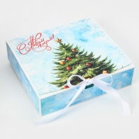 Новый год. Коробка подарочная новогодняя складная, упаковка, &laquo;Снежная Ёлка&raquo;, 20 &times; 18 &times; 5 см.