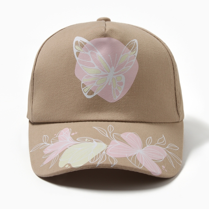 Бейсболка для девочки, цвет бежевый, размер 54 Бейсболка для девочки, цвет бежевый, размер 54