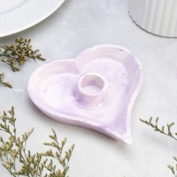 Подсвечник "Сердце" из гипса,14х2,5см,мрамор с фиолетовыми полосками Подсвечник "Сердце" из гипса,14х2,5см,мрамор с фиолетовыми полосками