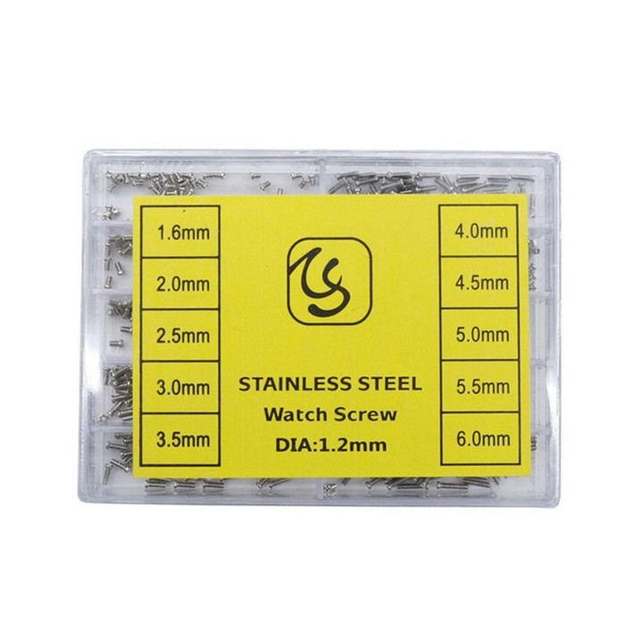 Винт для задней крышки наручных часов, 1.6-6 мм, толщина 1.2 мм, набор Винт для задней крышки наручных часов, 1.6-6 мм, толщина 1.2 мм, набор