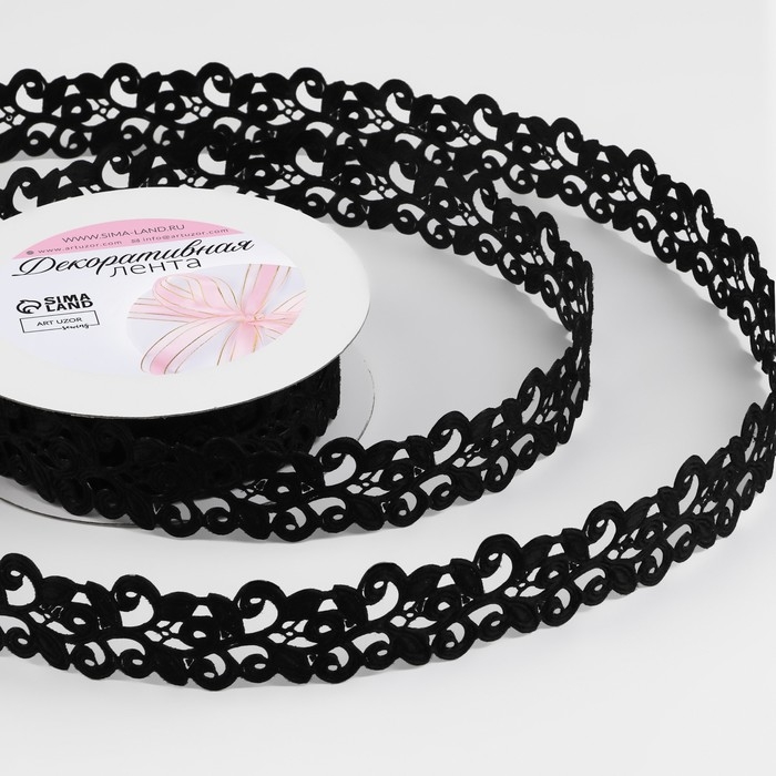Лента фигурная &laquo;Вьюнчик&raquo;, 25 мм, 9 &plusmn; 0,5 м, цвет чёрный