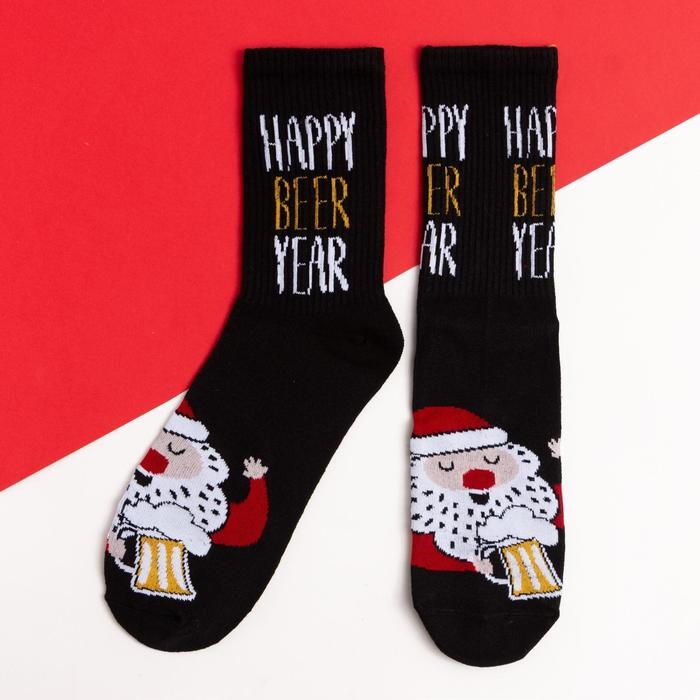 Носки новогодние мужские KAFTAN Носки новогодние мужские KAFTAN "Beer" размер 41-44 (27-29 см), цвет чёрный