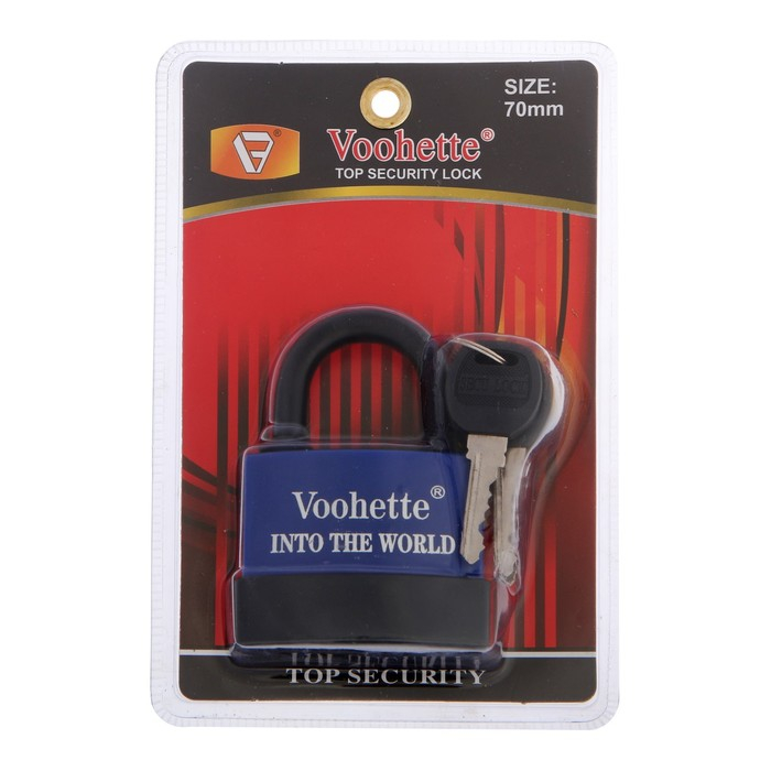 Замок навесной, 70 мм, медный цилиндр, влагозащищенный, короткая дужка, 3 ключа МИКС Замок навесной, 70 мм, медный цилиндр, влагозащищенный, короткая дужка, 3 ключа МИКС