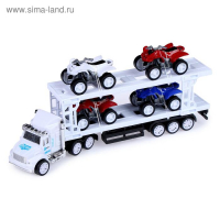 Грузовик инерционный «Автовоз», с 4 квадроциклами, МИКС Грузовик инерционный «Автовоз», с 4 квадроциклами, МИКС