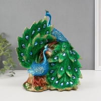 Сувенир полистоун "Два зелёных павлина" стразы 25,5х14х24 см