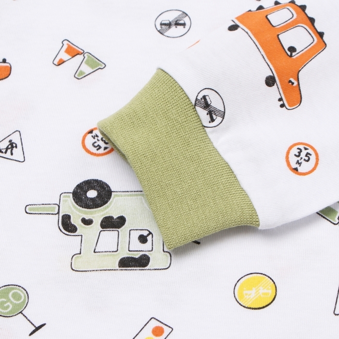 Пижама для мальчика (лонгслив/брюки), цвет белый/машины, рост 92 см