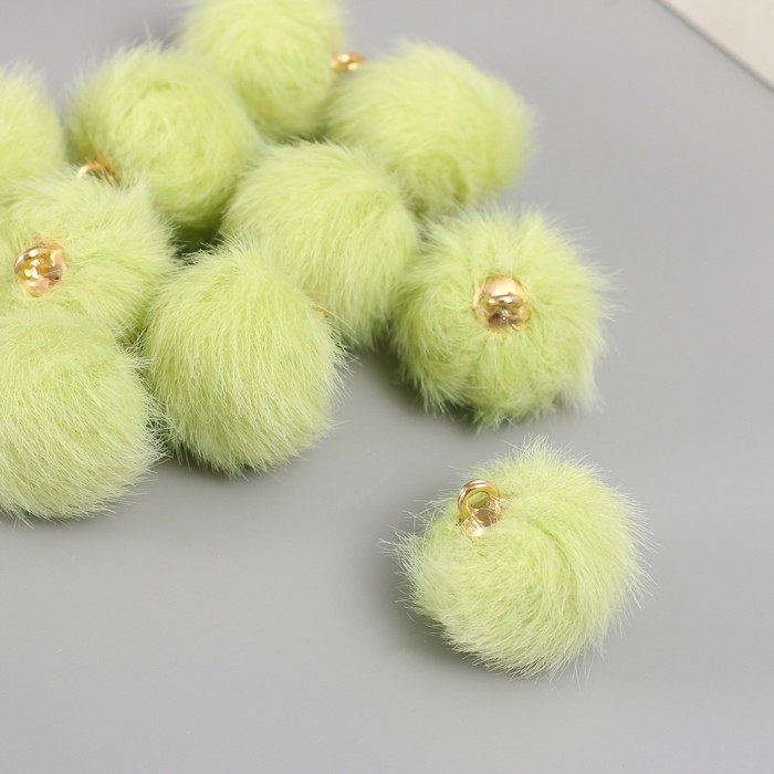 Декор для творчества искусственный мех Декор для творчества искусственный мех "Шарик" мятный набор 10 шт, d=2 см