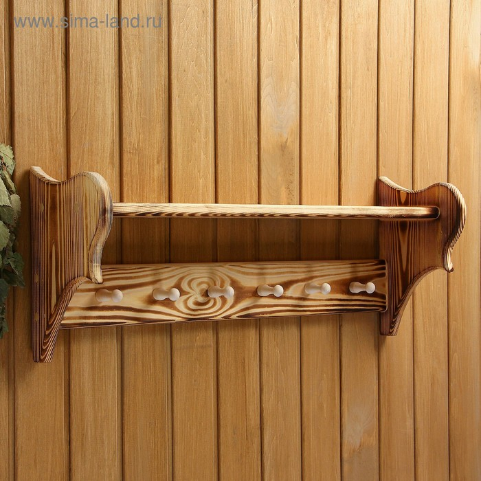 Полка вешалка большая, обожжённая, 6 крючков, 72&times;23&times;17 см