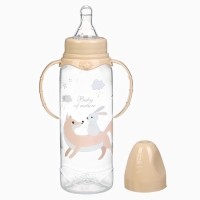 Набор бутылочек для кормления &laquo;Лесные зверята&raquo; 150 и 250 мл, прямые, цвет бежевый