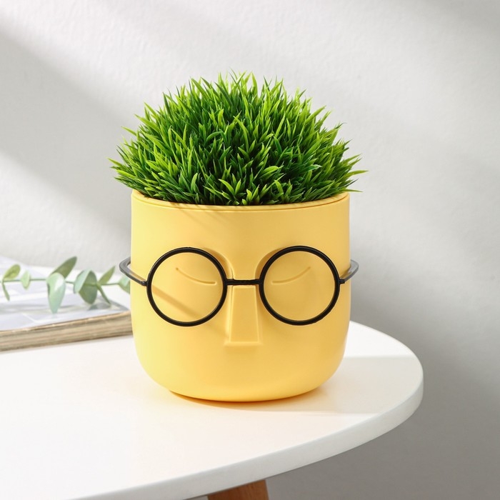 Кашпо для цветов со вставкой «Стив», 650 мл, d=11,5 см, h=10,5 см, цвет банановый Кашпо для цветов со вставкой «Стив», 650 мл, d=11,5 см, h=10,5 см, цвет банановый