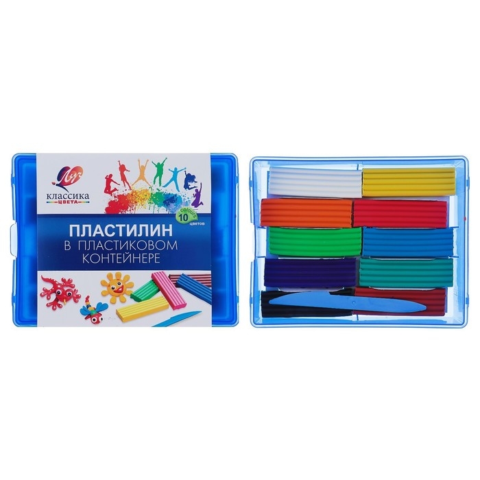 Пластилин 10 цветов 200 г Пластилин 10 цветов 200 г "Классика"