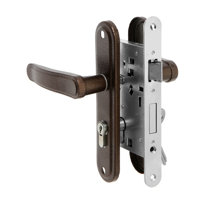 Замок врезной LOCKLAND RD008, с ручкой, цвет коричневый