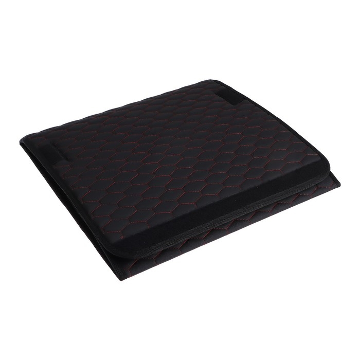 Органайзер кофр в багажник автомобиля LION, экокожа, соты, 50&times;30&times;30 см, черно-красный