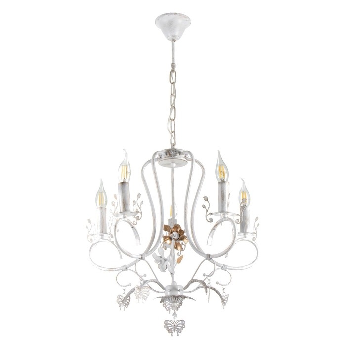 Люстра Люстра "Сандра" 5xE14 40Вт белый с золотой патиной 51х51х52-110 см BayerLux