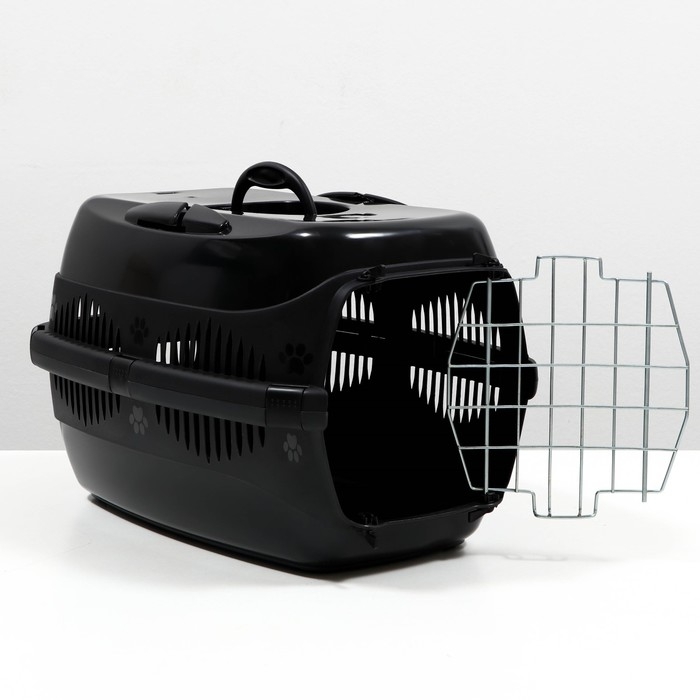 Переноска для животных до 12 кг Переноска для животных до 12 кг "Пижон" 49х33х32см, металлическая дверь, черная