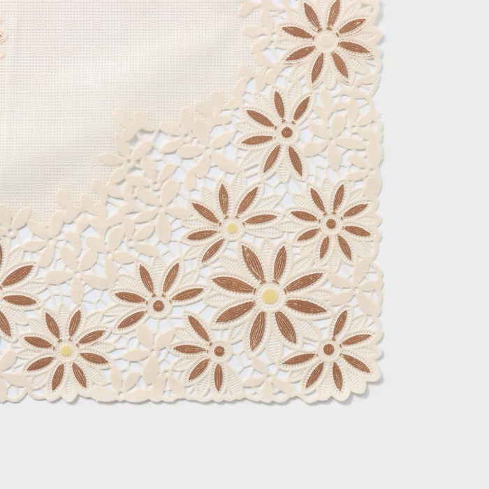 Салфетка ажурная для стола «Лютики», 45×30 см , цвет бежево-коричневый Салфетка ажурная для стола «Лютики», 45×30 см , цвет бежево-коричневый
