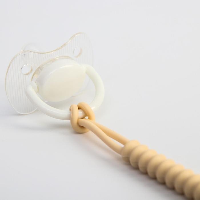 Держатель для соски - пустышки «Кольца», силиконовый, цвет бежевый Держатель для соски - пустышки «Кольца», силиконовый, цвет бежевый