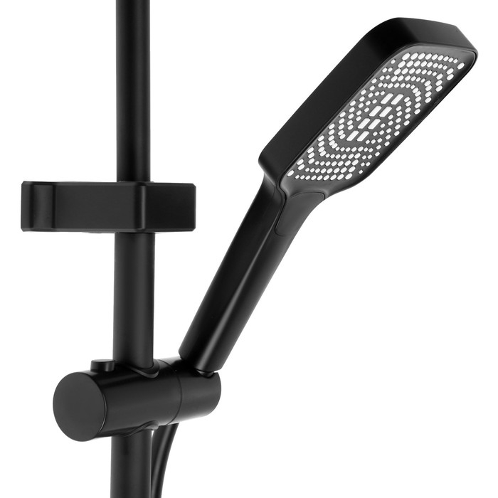 Душевая система ZEIN Z3897, верхняя и ручкая лейка, ПВХ шланг, экран температуры, черная