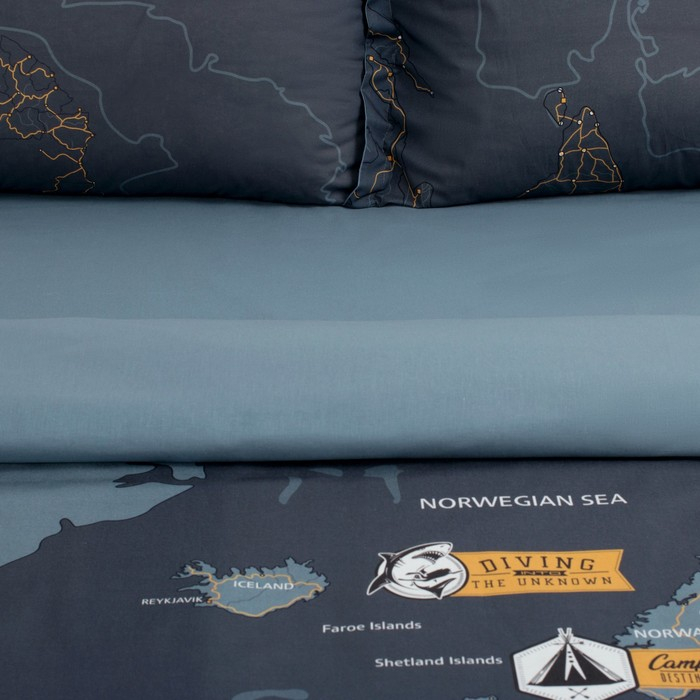 Постельное бельё "Этель" 1.5 сп Путешествие 143х215 см,150х214 см, 50х70+3 - 2 шт