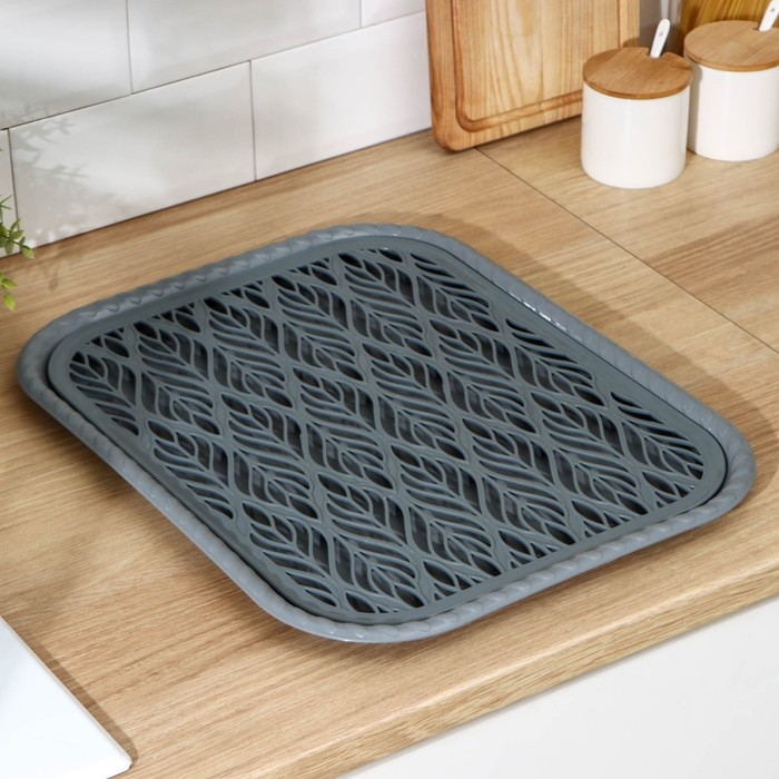 Поднос с вкладышем для сушки посуды «Колос», 45,5×36 см, цвет МИКС Поднос с вкладышем для сушки посуды «Колос», 45,5×36 см, цвет МИКС