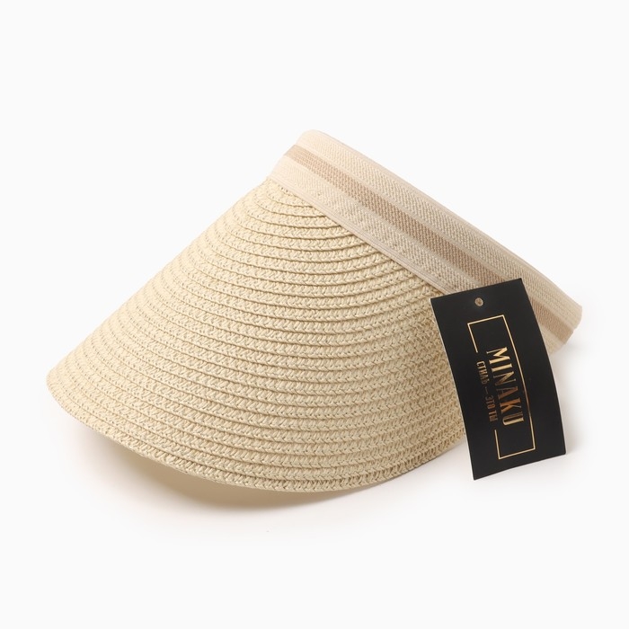 Козырёк женский плетёный MINAKU цвет бежевый, р-р  56-58