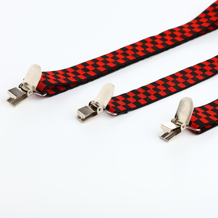 Подтяжки взрослые, ширина 2,5 см, цвет чёрный/красный Подтяжки взрослые, ширина 2,5 см, цвет чёрный/красный