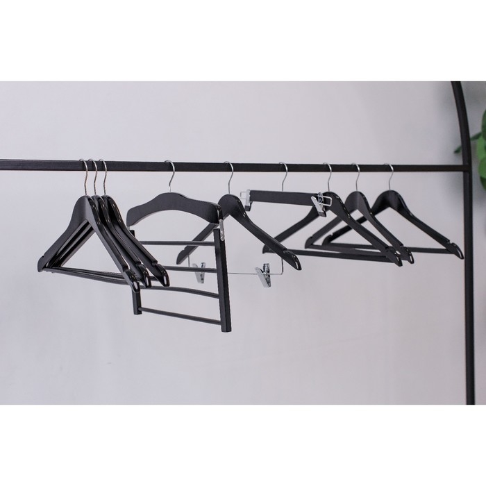 Плечики - вешалка для брюк и юбок LaDо́m Bois, 44,5&times;1,2&times;27,5 см, с зажимами, широкие плечики, деревянная сорт А