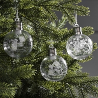 Набор ёлочных шаров &laquo;Игра искр&raquo; 3 шт., батарейки, 1 LED, свечение тёплое белое