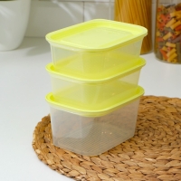 Набор контейнеров пищевых с паровыпуском, 3 шт: 750 мл, 500 мл, 500 мл, прямоугольные, цвет микс